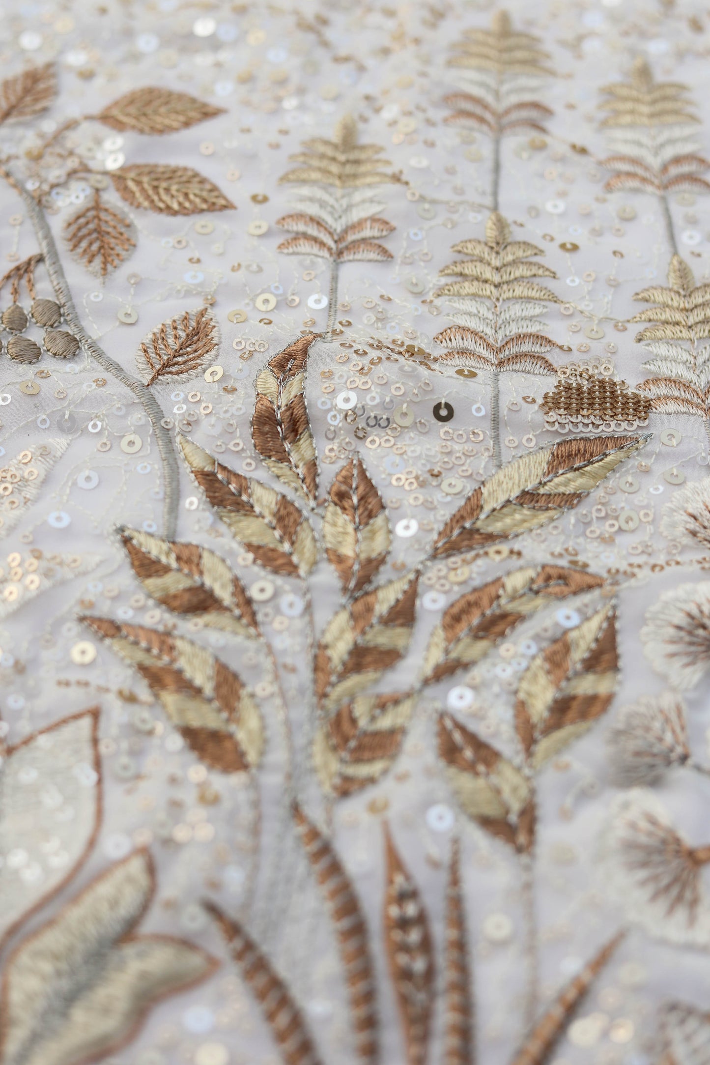 Ivory Gold Sequin Embroidered Fabric Elegant Embroidery Fabric