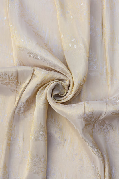 Golden Foil Embellished Pure Tanchoi Silk Fabric