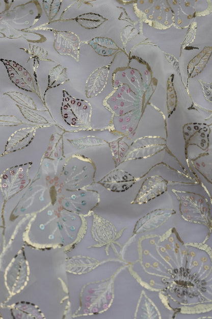 Fabonique Floral Embroidered Sequin Fabric