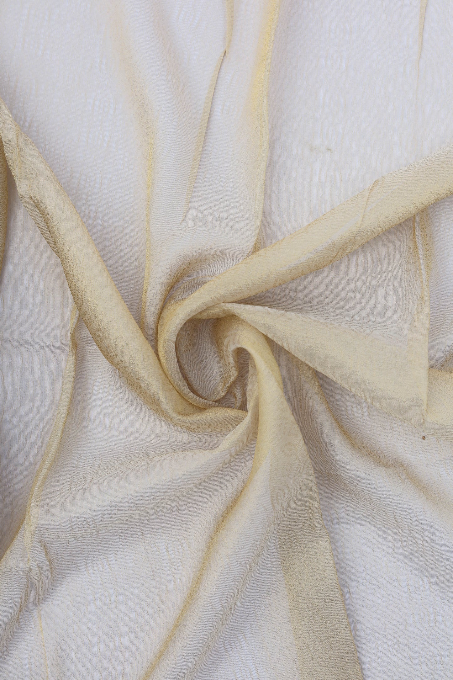 Pure Tissue Organza Floral Brocade Fabric with Self Pattern and Lustrous Sheen