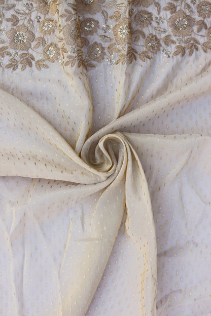 Banarasi Tissue Floral Embroidered Fabric with Sequins