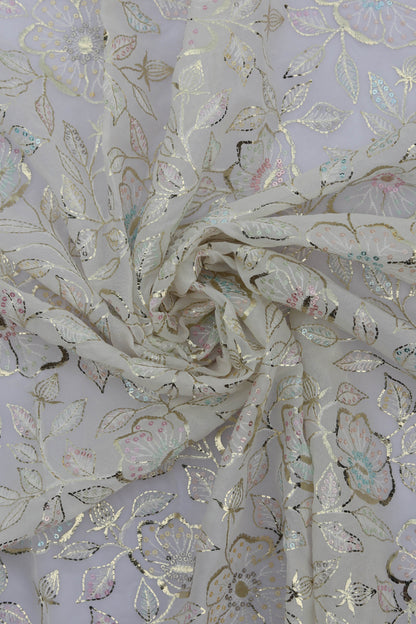 Fabonique Floral Embroidered Sequin Fabric