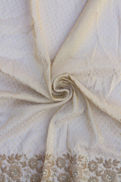 Banarasi Tissue Floral Embroidered Fabric with Sequins