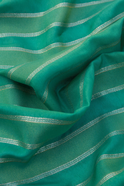 White Gold Horizontal Striped Sheer Organza Fabric