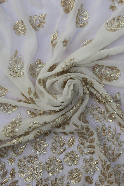 Silver Sequin Embroidered Nude Fabric
