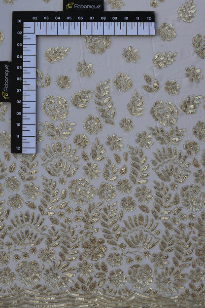 Silver Sequin Embroidered Nude Fabric