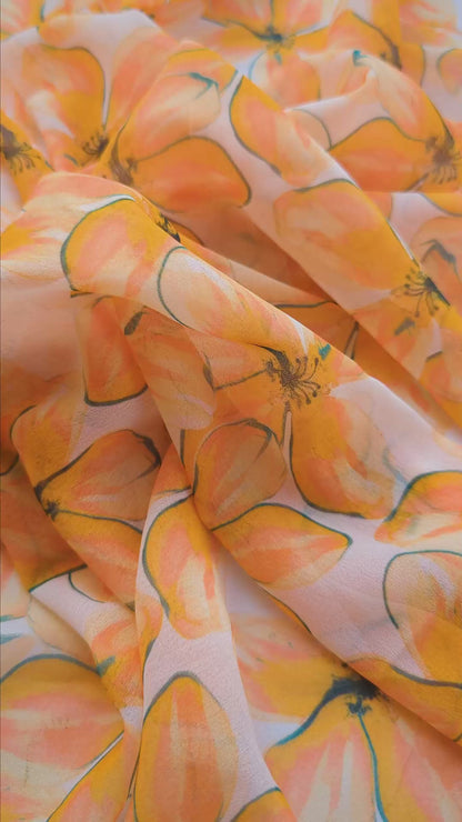 Golden Petal Weightless Georgette Fabric