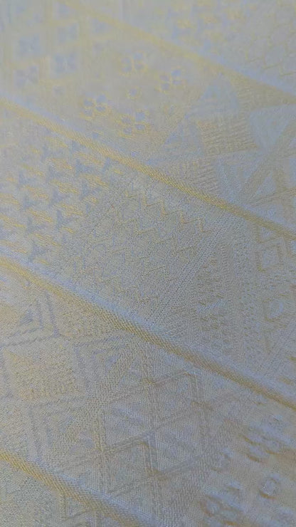 Pure Tanchoi Silk Brocade Fabric with Ethnic Geometric Weave